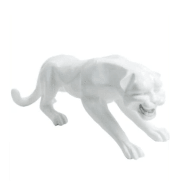 Sculpture Panthère XXL en Résine 110 cm Blanc Mat – Swiss Sculpture - Swiss-sculpture.ch
