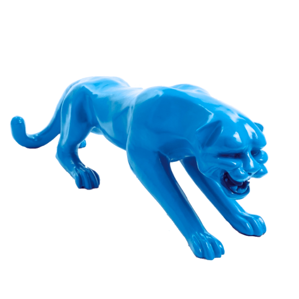 Sculpture Panthère XXL en Résine 110 cm Bleu – Swiss Sculpture - Swiss-sculpture.ch