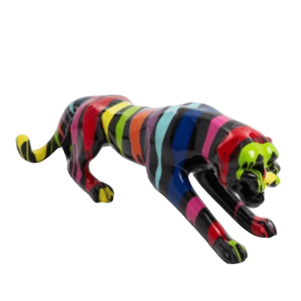Sculpture Panthère XXL en Résine 110 cm Multicolore – Swiss Sculpture - Swiss-sculpture.ch