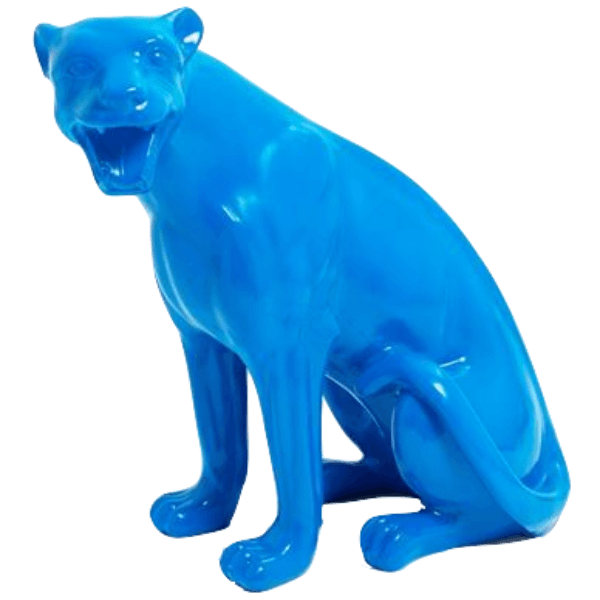 Sculpture Panthère en Résine 75 cm Bleu Profond – Swiss Sculpture - Swiss-sculpture.ch