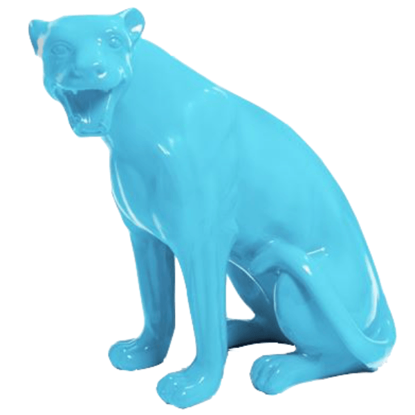 Sculpture Panthère en Résine 75 cm Bleu Ciel – Swiss Sculpture - Swiss-sculpture.ch