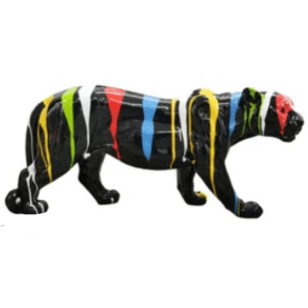 Sculpture Panthère en Résine 80 cm Multicolore – Swiss Sculpture - Swiss-sculpture.ch