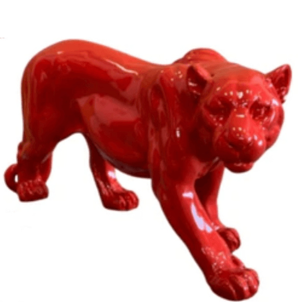 Sculpture Panthère en Résine 80 cm Rouge Brillant – Swiss Sculpture - Swiss-sculpture.ch