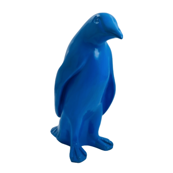 Sculpture Pingouin XXL en Résine 120 cm Bleu Mat – Swiss Sculpture - Swiss-sculpture.ch
