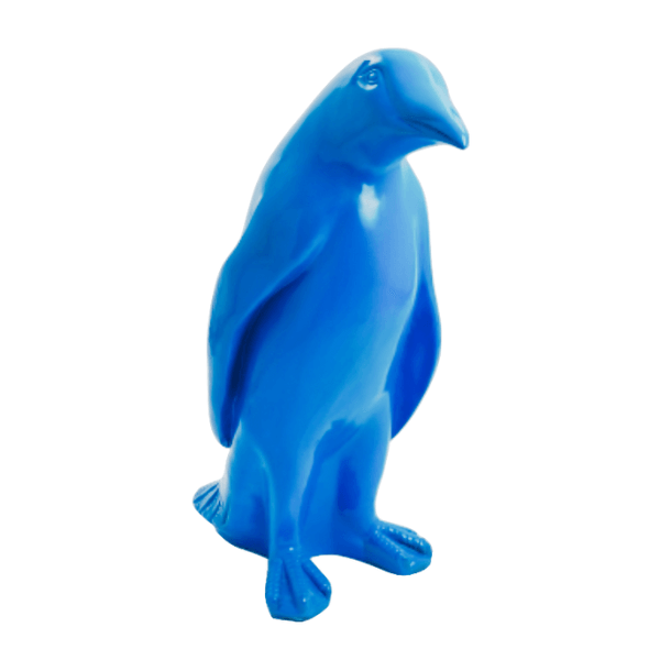 Sculpture Pingouin XXL en Résine 120 cm Bleu Ciel – Swiss Sculpture - Swiss-sculpture.ch