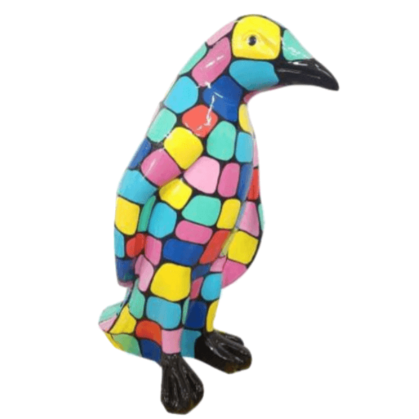 Sculpture Pingouin XXL en Résine 120 cm Multicolore – Swiss Sculpture - Swiss-sculpture.ch