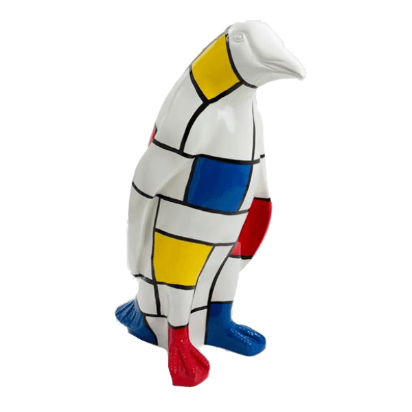 Sculpture Pingouin XXL en Résine 120 cm Multicolore Brillant – Swiss Sculpture - Swiss-sculpture.ch
