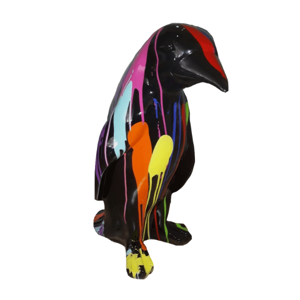 Sculpture Pingouin XXL en Résine 120 cm Multicolore – Swiss Sculpture - Swiss-sculpture.ch