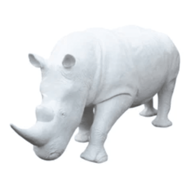 Sculpture Rhinocéros XXL en Résine 380 cm Blanc – Swiss Sculpture - Swiss-sculpture.ch