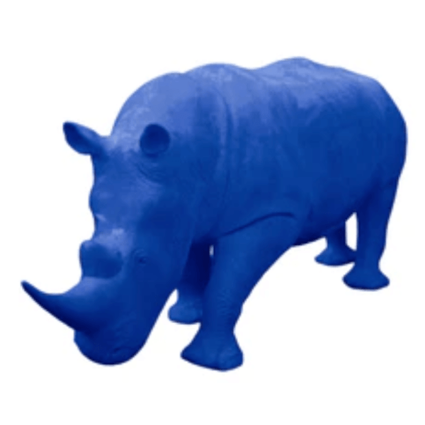 Sculpture Rhinocéros XXL en Résine 380 cm Bleu Nuit – Swiss Sculpture - Swiss-sculpture.ch
