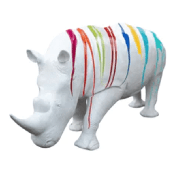 Sculpture Rhinocéros XXL en Résine 380 cm Multicolore – Swiss Sculpture - Swiss-sculpture.ch