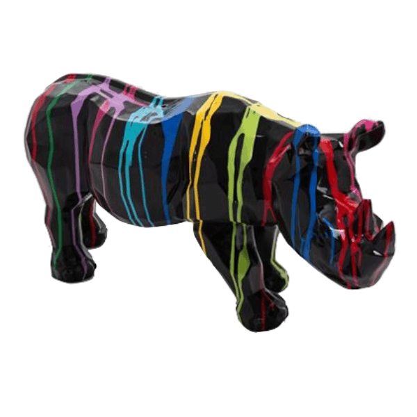 Sculpture Rhinocéros XXL en Résine 100 cm Multicolore – Swiss Sculpture - Swiss-sculpture.ch