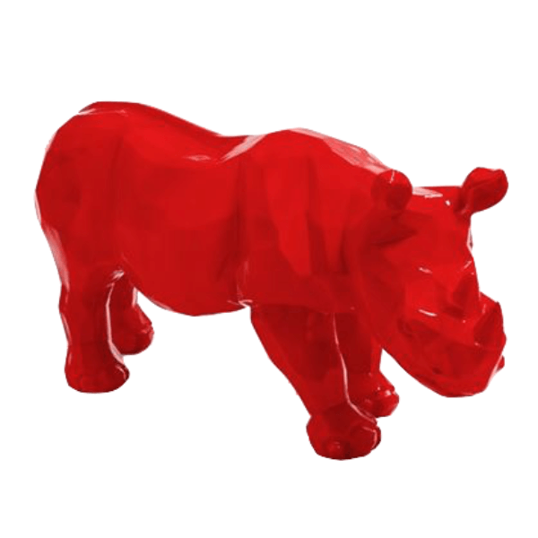 Sculpture Rhinocéros XXL en Résine 100 cm Rouge – Swiss Sculpture - Swiss-sculpture.ch