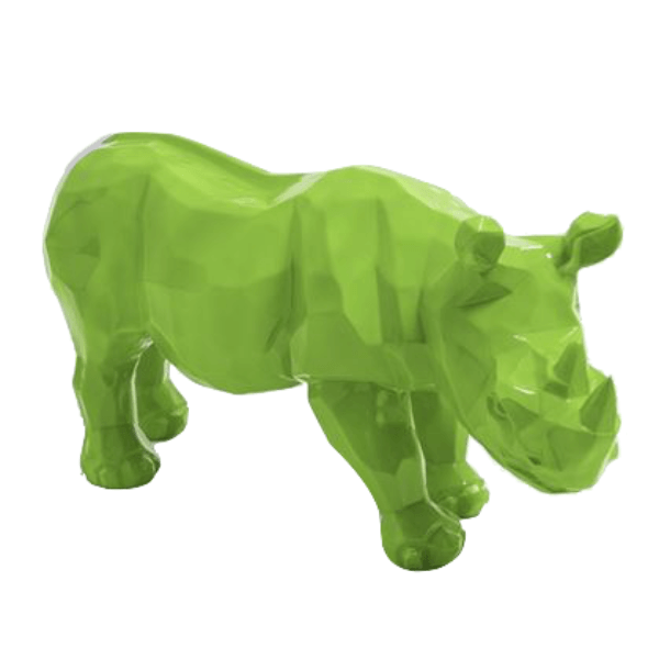 Sculpture Rhinocéros XXL en Résine 100 cm Vert Pomme – Swiss Sculpture - Swiss-sculpture.ch