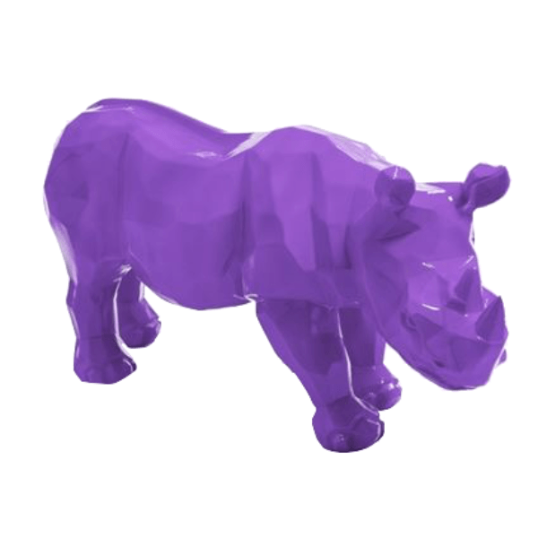 Sculpture Rhinocéros XXL en Résine 100 cm Violet – Swiss Sculpture - Swiss-sculpture.ch