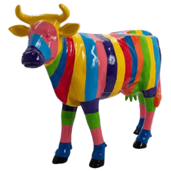 Sculpture Vache XXL en Résine 140 cm Multicolore – Swiss Sculpture - Swiss-sculpture.ch