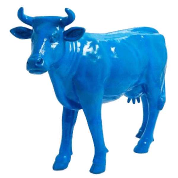 Sculpture Vache XXL en Résine 140 cm Bleu Brillant – Swiss Sculpture - Swiss-sculpture.ch