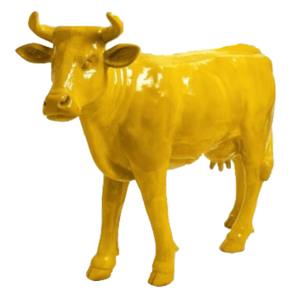 Sculpture Vache XXL en Résine 140 cm Jaune – Swiss Sculpture - Swiss-sculpture.ch