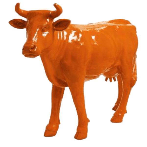Sculpture Vache XXL en Résine 140 cm Orange – Swiss Sculpture - Swiss-sculpture.ch