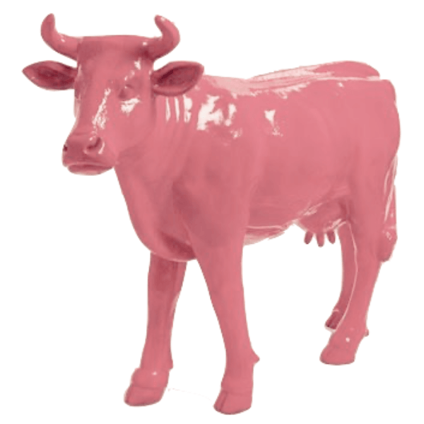 Sculpture Vache XXL en Résine 140 cm Rose Clair – Swiss Sculpture - Swiss-sculpture.ch