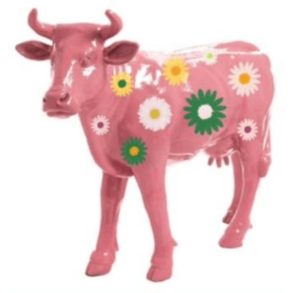 Sculpture Vache XXL en Résine 140 cm Rose Fleuri – Swiss Sculpture - Swiss-sculpture.ch