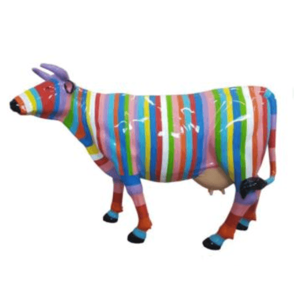 Sculpture Vache XXL en Résine 225 cm Multicolore Brillante – Swiss Sculpture - Swiss-sculpture.ch
