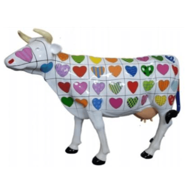Sculpture Vache XXL en Résine 225 cm Multicolore – Swiss Sculpture - Swiss-sculpture.ch