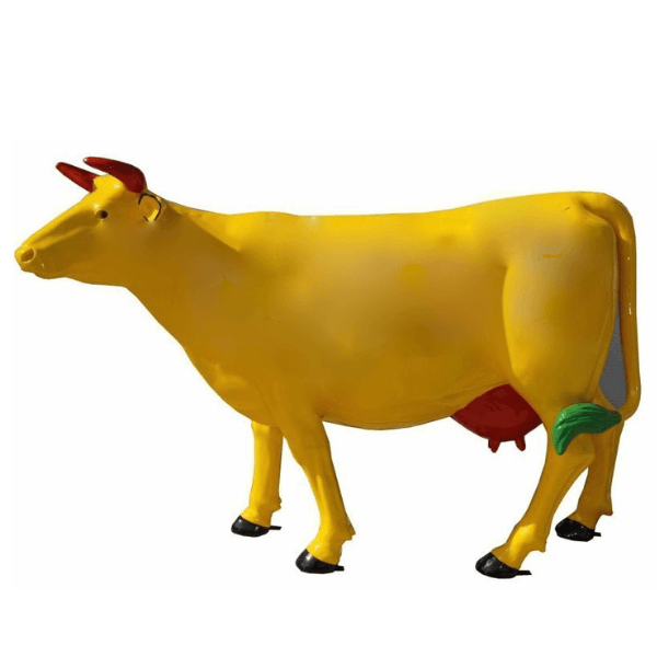 Sculpture Vache XXL en Résine 225 cm Jaune – Swiss Sculpture - Swiss-sculpture.ch