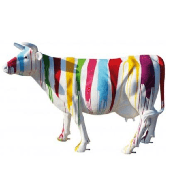Sculpture Vache XXL en Résine 225 cm Multicolore – Swiss Sculpture - Swiss-sculpture.ch