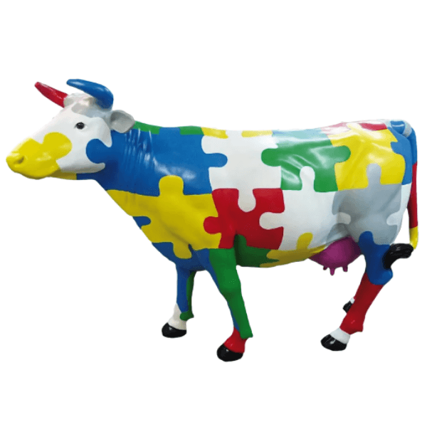 Sculpture Vache XXL en Résine 225 cm Multicolore Brillante – Swiss Sculpture - Swiss-sculpture.ch