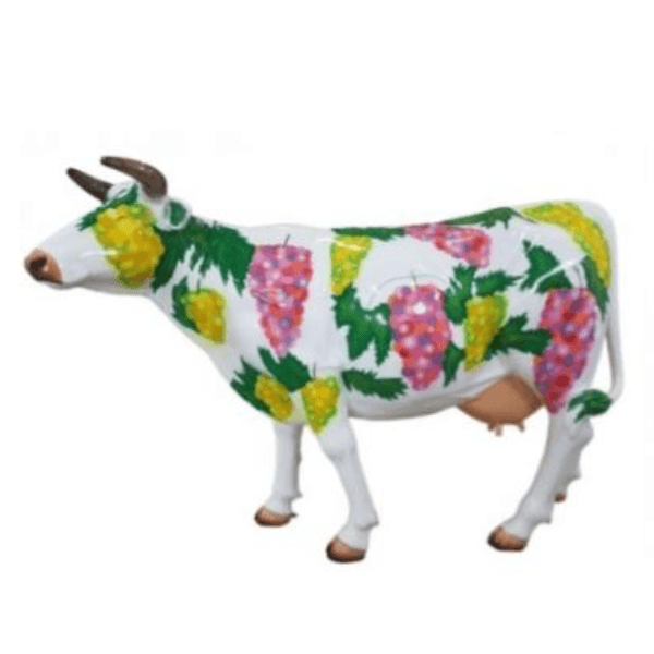 Sculpture Vache XXL en Résine 225 cm Couleur Raisin Brillante – Swiss Sculpture - Swiss-sculpture.ch