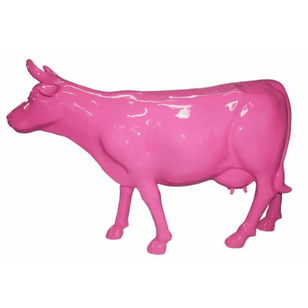 Sculpture Vache XXL en Résine 225 cm Rose Clair – Swiss Sculpture - Swiss-sculpture.ch