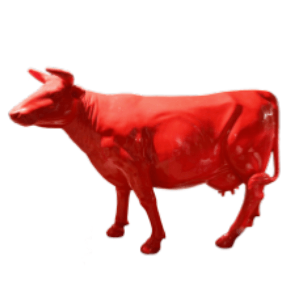 Sculpture Vache XXL en Résine 225 cm Rouge Brillant – Swiss Sculpture - Swiss-sculpture.ch