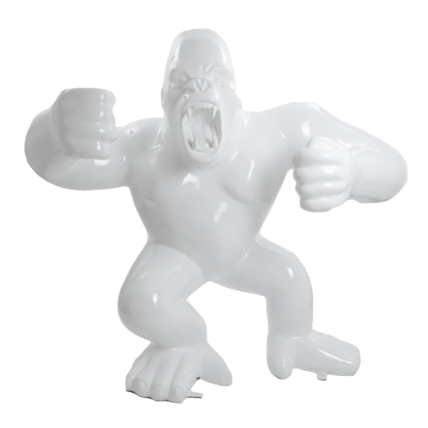Sculpture Gorille XXL en Résine 190 cm Blanc Mat – Swiss Sculpture - Swiss-sculpture.ch
