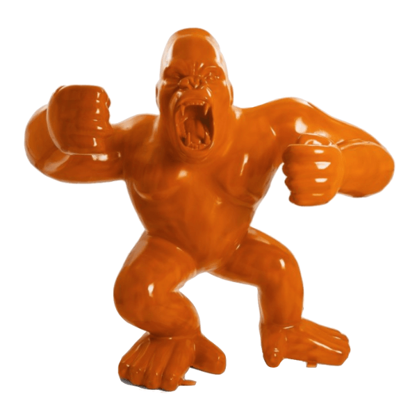 Sculpture Gorille XXL en Résine 190 cm Orange – Swiss Sculpture - Swiss-sculpture.ch